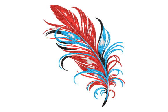 Colorful Feather Embroidery Design