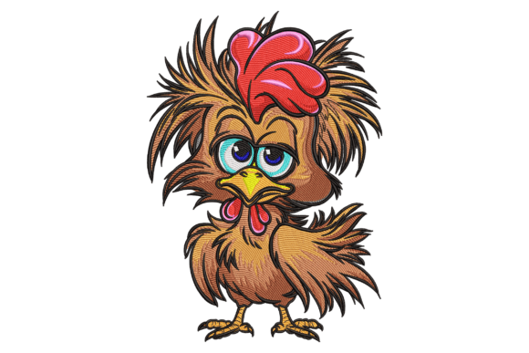 Crazy Rooster Embroidery Design