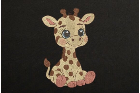 Cute Baby Giraffe Safari Animal Black