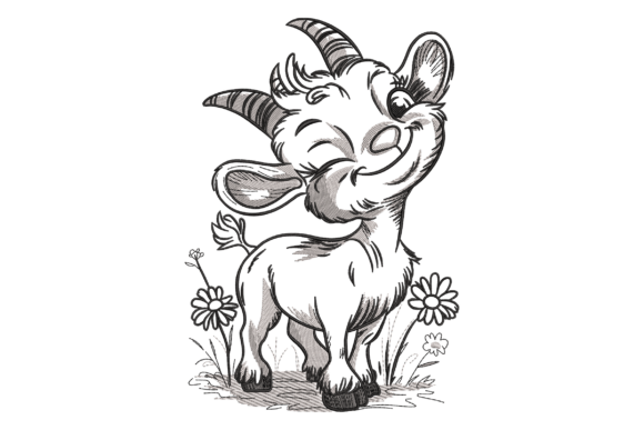 Cute Baby Goat Embroidery Design