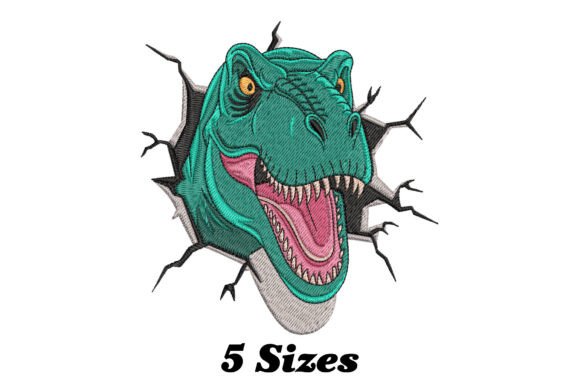 Funny Dinosaur Head: A Playful Stitch for Boutique Apparel