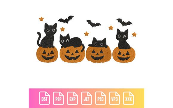 Halloween Cats and Pumpkins