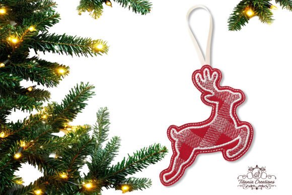 ITH Plaid Reindeer Hanging Ornament