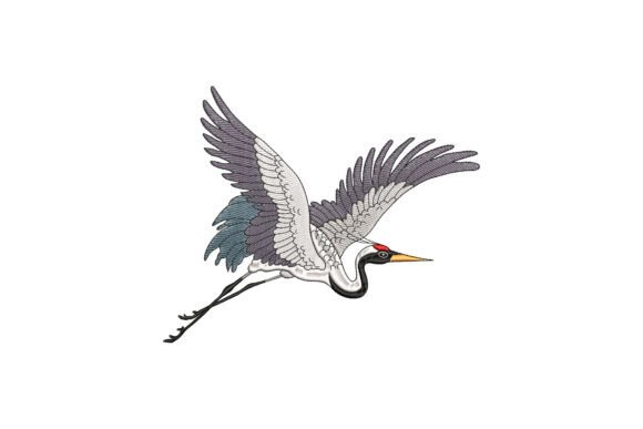 Japanese Crane Bird Embroidery Design