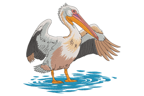 Realistic Pelican Embroidery Design