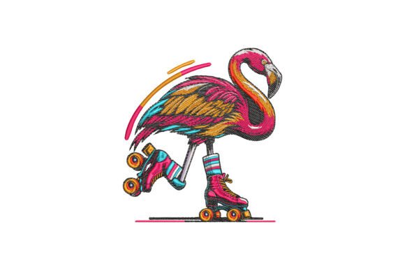 Roller Flamingo: A Whimsical Embroidery Design Worth Personalizing